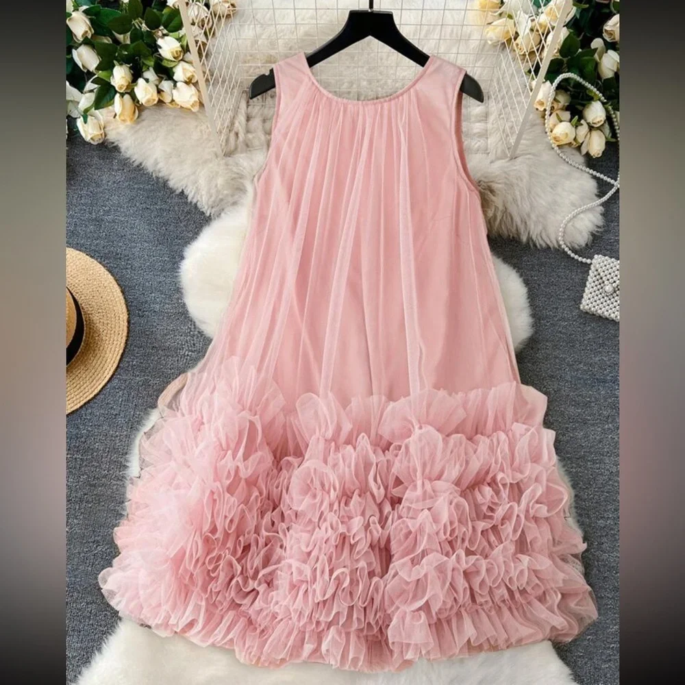 🎀 PLUS Pink Ruffle Dress 🎀 - Picture 1 of 6